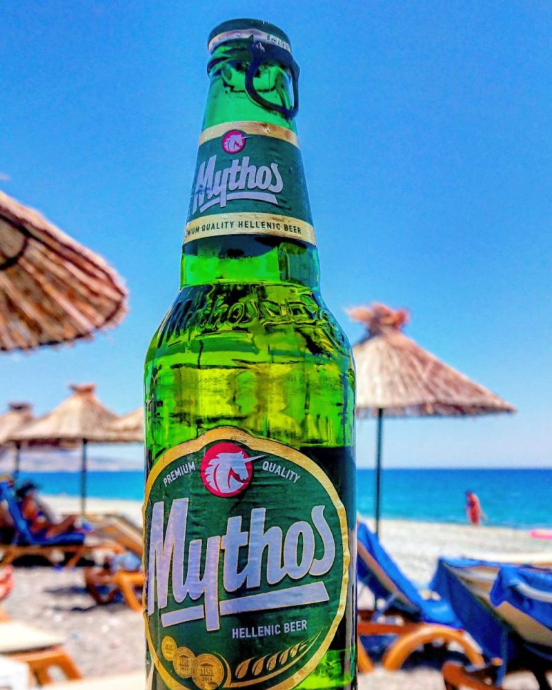 Mythos beer on the beach